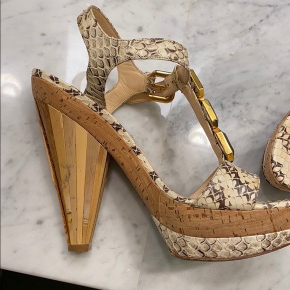 Prada Python, Cork/Wood Platform Heel - Picture 5 of 6
